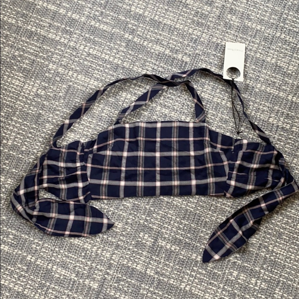 Privacy Please Plaid Cropped Top